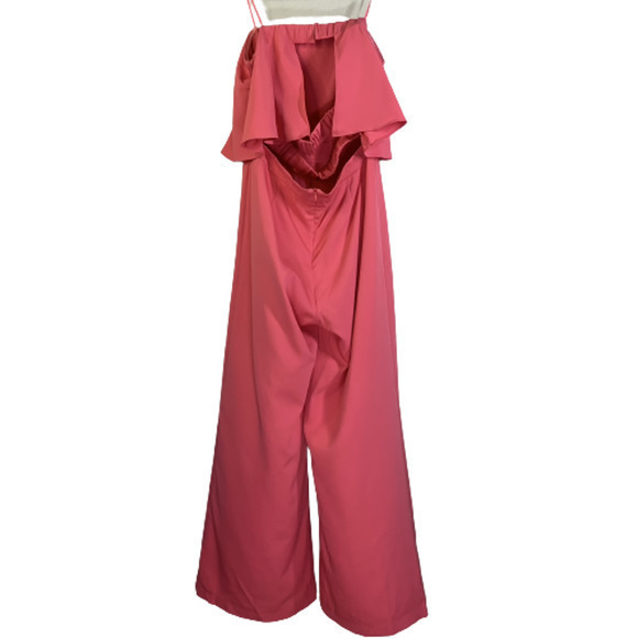 TALULAH Bubble Gum Pink Blouson Spaghetti Strap Wide Leg Jumpsuit‎ - Picture 13 of 16